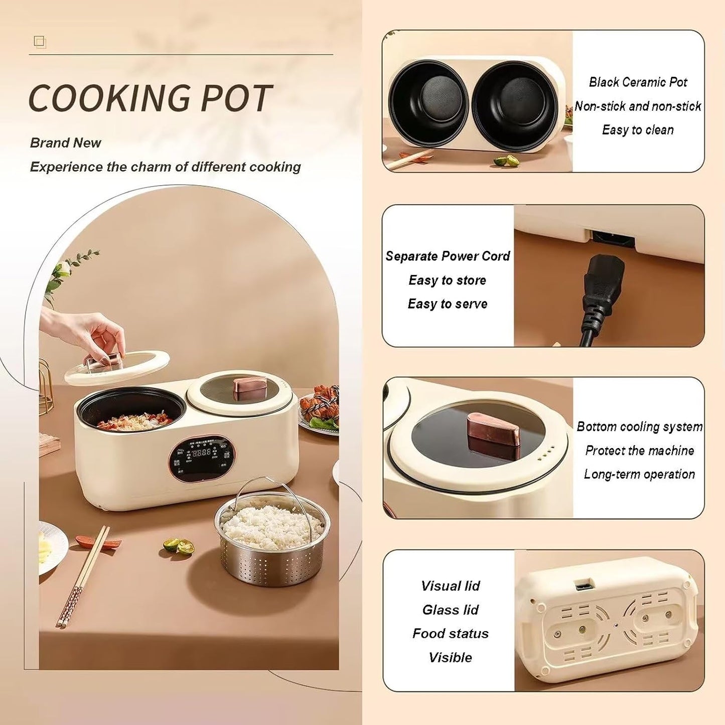 No More Cooking Conflicts✨2‑In‑1 Dual Liner Smart Slow Cooker For Different Dishes
