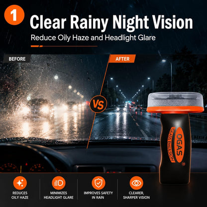 Glass Oil Film Remover for Car, 100g Car Windshield Cleaner with Sponge Applicator, Glass Emulsion Cleaner for Oil Film, Road Grime, Water Spots, Rainy Night Visibility, Exterior Auto Glass Only