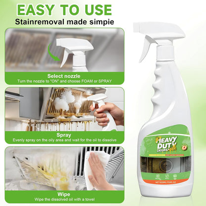 Heavy Duty Degreaser, 500ML Kitchen Cleaner Spray, All Purpose Cleaner Multi forStove, Range Hood, Cooktop & Kitchen Surface