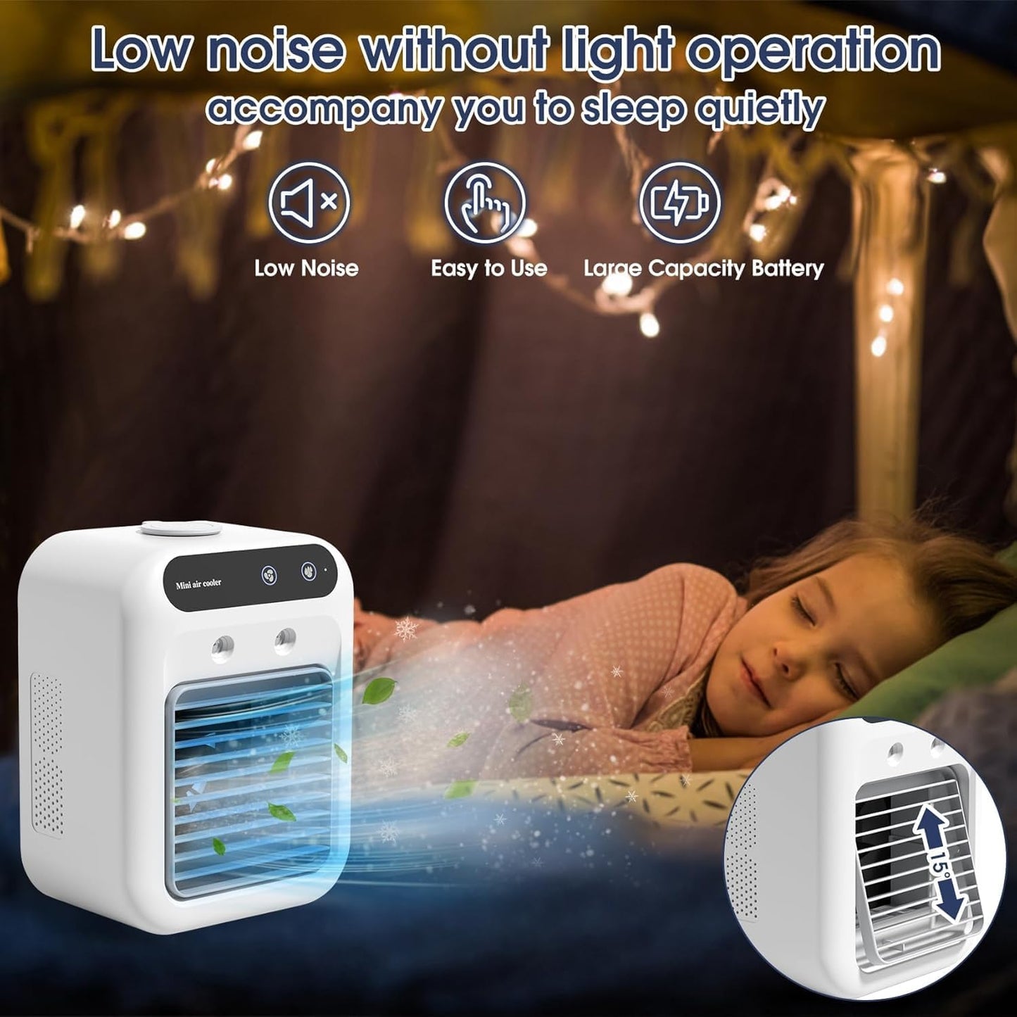 Portable AC for Car, 25W Rechargeable Portable Air Conditioners, Mini AC Unit 2 Cool Air Spray, Personal Cooling Fan with 2 Speeds, Small Room Air Conditioners for Bedroom, Office, Outdoor