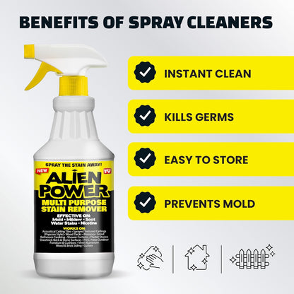 lien Power Instant Stain Remover Spray for Mold and Mildew and Grout, All Purpose No-Scrub Cleaner for Bathroom & Household Surfaces, Tiles, Wall & Washing Machines - 2 Packets (Makes 72 Fl Oz)