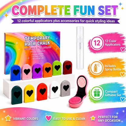 No Harm Temporary Hair Dye 🎉 Heart‑Shaped Hair Chalk, Ideal For Birthday & Festival Looks