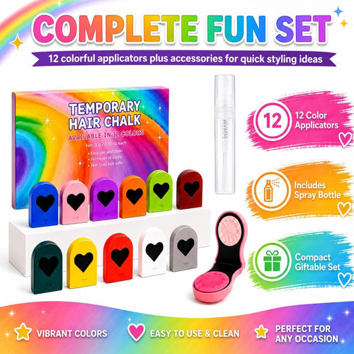No Harm Temporary Hair Dye 🎉 Heart‑Shaped Hair Chalk, Ideal For Birthday & Festival Looks