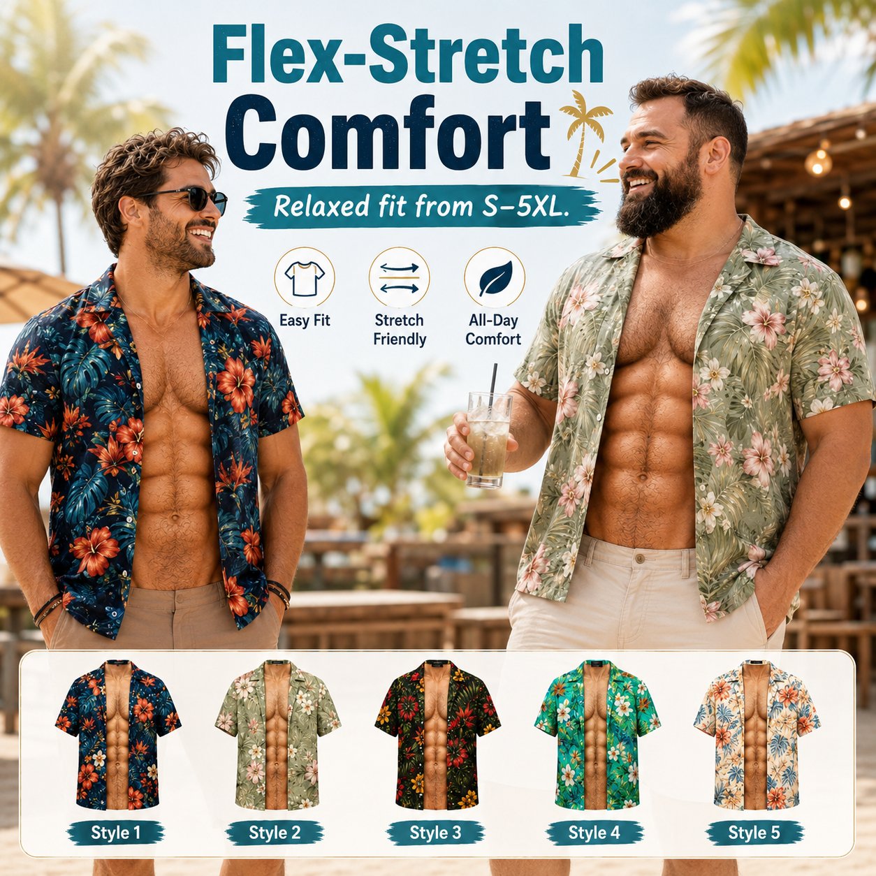 🌴3D Fake Open Hawaiian Shirt Muscle Illusion T-Shirt