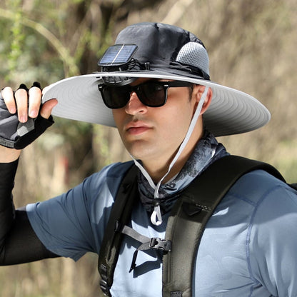 🔥 Wide Brim Solar Fan Outdoor Fishing Hat-Solar & USB Charging