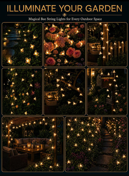 🐝Waterproof Solar Honey Bee LED Outdoor String Lights