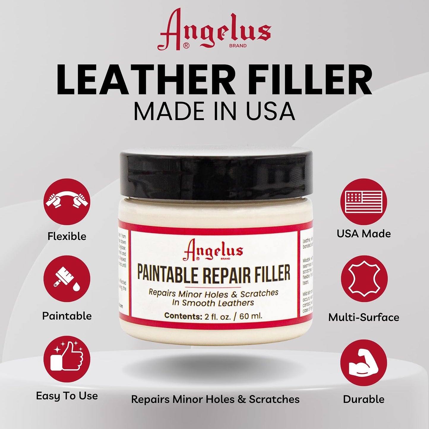 🔥Popular 2oz Leather Repair Filler Cream, Durable Paintable Leather Patch Compound for Car Seats, Sofa, Shoes, Vegan