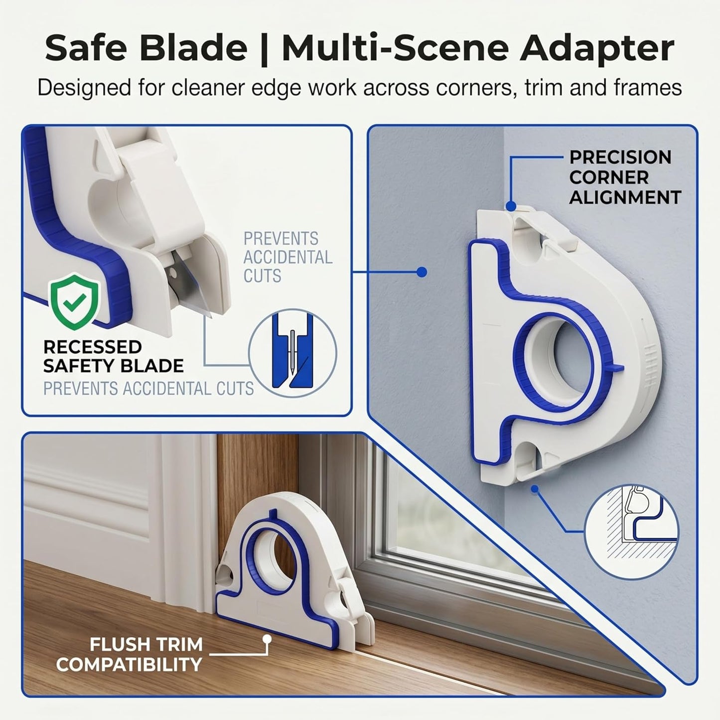 Masking Master Painters Tape Applicator, 5X Faster Tape Dispenser with Integrated Scraper, One-Step Precision Paint Tape Tool for Baseboards Windows Door Frames, Bleed-Proof Clean Paint Lines