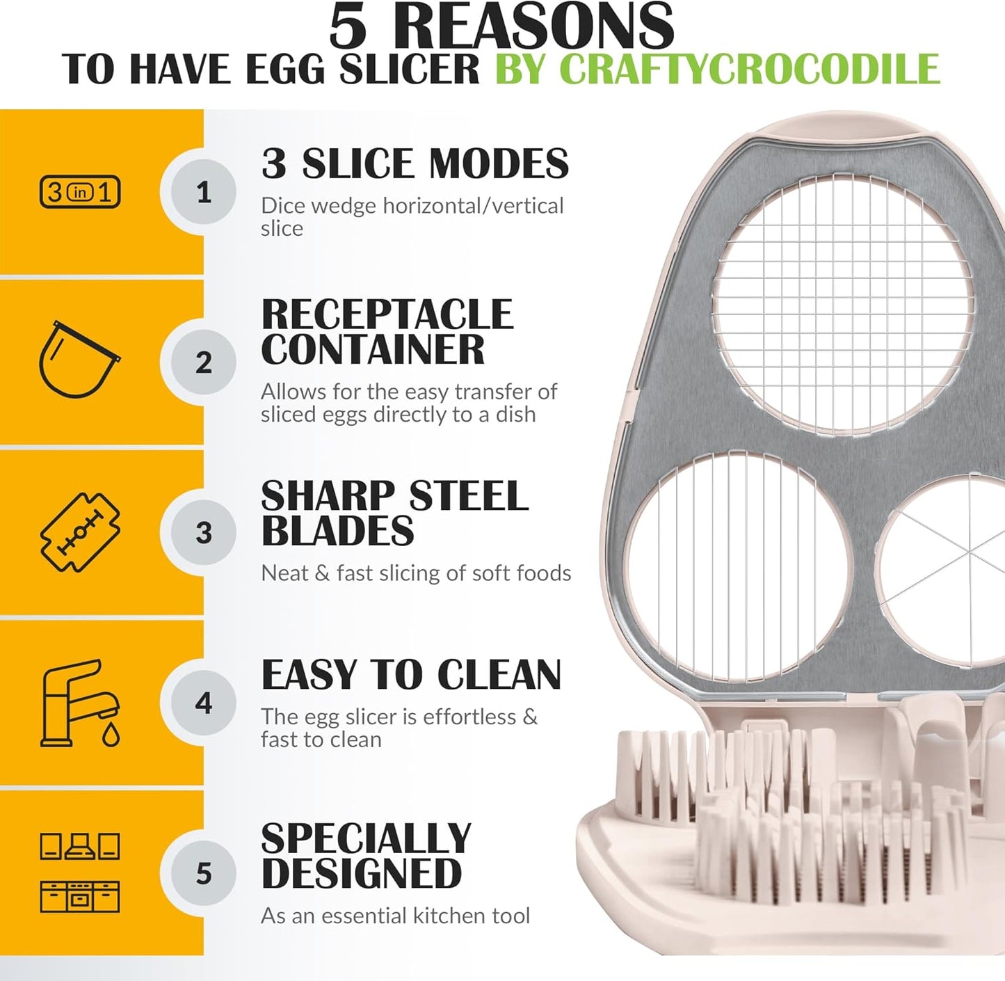 🥪3-in-1 Stainless Steel Multi-Purpose Egg Slicer & Fruit Cutter