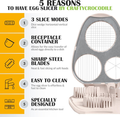 🥪3-in-1 Stainless Steel Multi-Purpose Egg Slicer & Fruit Cutter