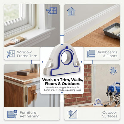 Masking Master Painters Tape Applicator, 5X Faster Tape Dispenser with Integrated Scraper, One-Step Precision Paint Tape Tool for Baseboards Windows Door Frames, Bleed-Proof Clean Paint Lines