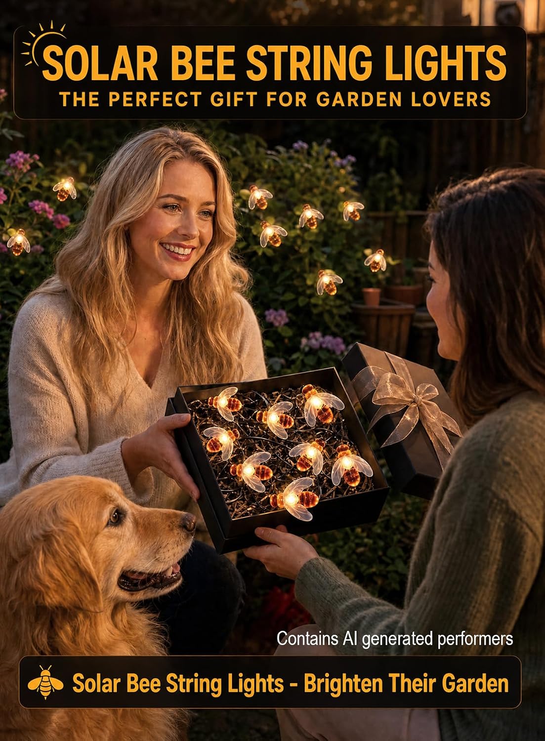 🐝Waterproof Solar Honey Bee LED Outdoor String Lights
