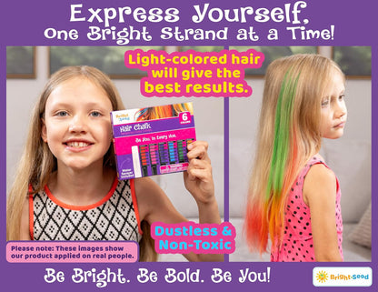 6 Colors Temporary Hair Chalk 🎨 Washable Non‑Toxic Hair Color For Kids Party