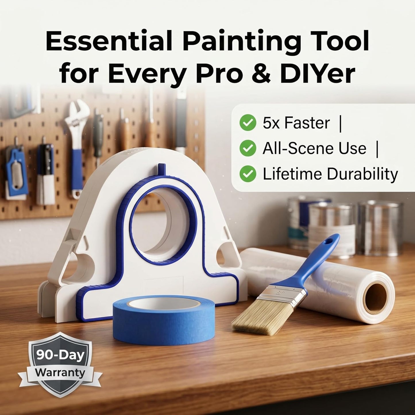 Masking Master Painters Tape Applicator, 5X Faster Tape Dispenser with Integrated Scraper, One-Step Precision Paint Tape Tool for Baseboards Windows Door Frames, Bleed-Proof Clean Paint Lines