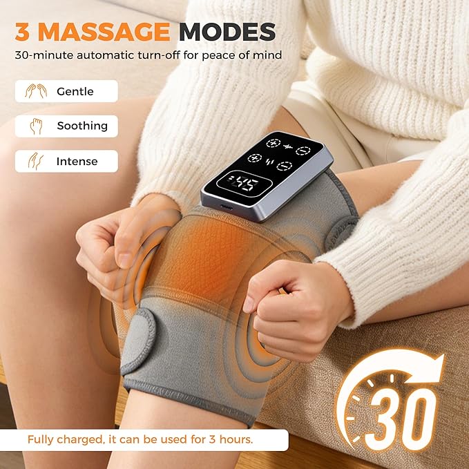 YAZHI Cordless Knee Massager for Pain Relief – Electric Heated Knee Brace, 5 Heat Levels & 3 Massage Modes, Gifts for Men and Women