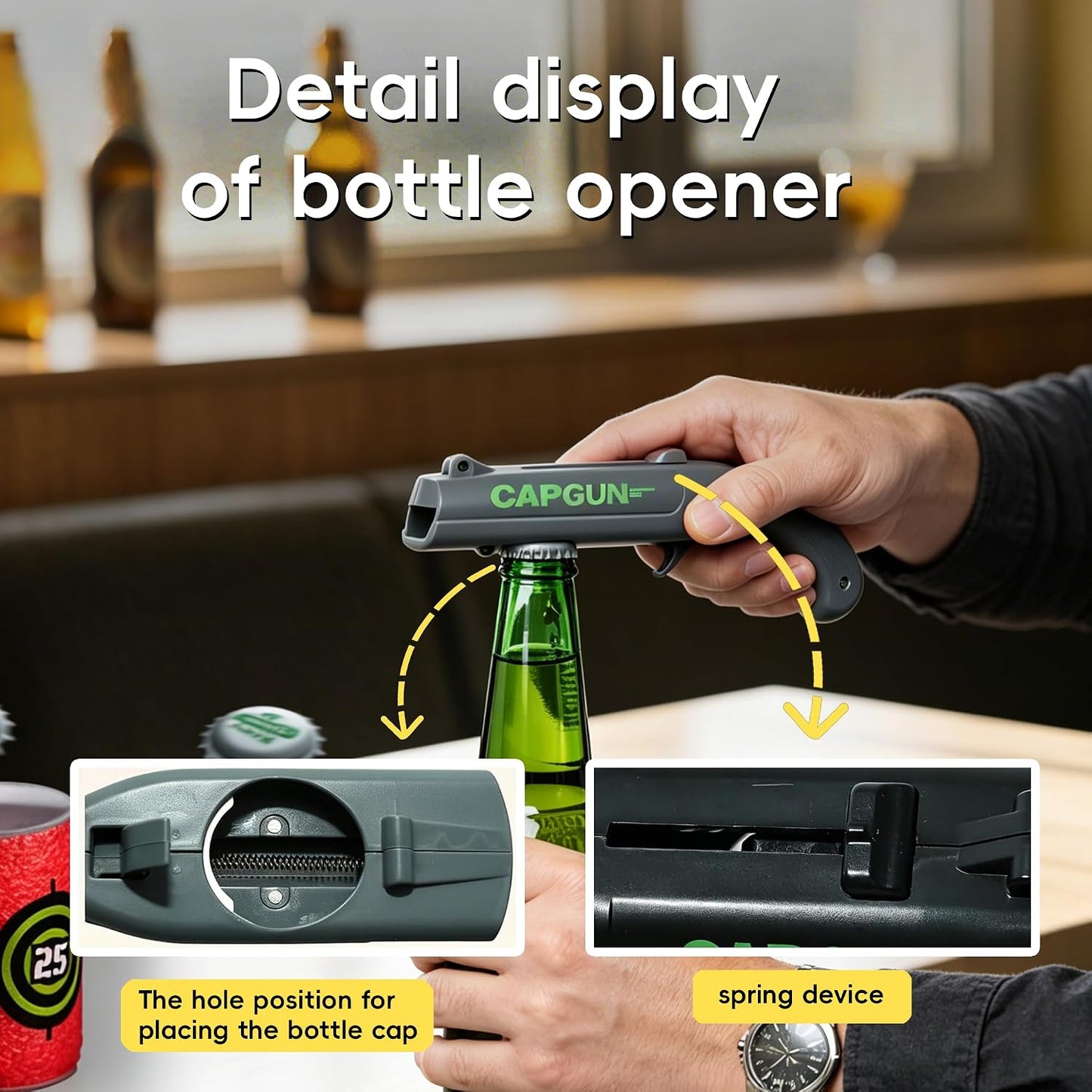 Shoot Bottle Caps! Novelty Gun‑Shape Bottle Opener For Party & Bar