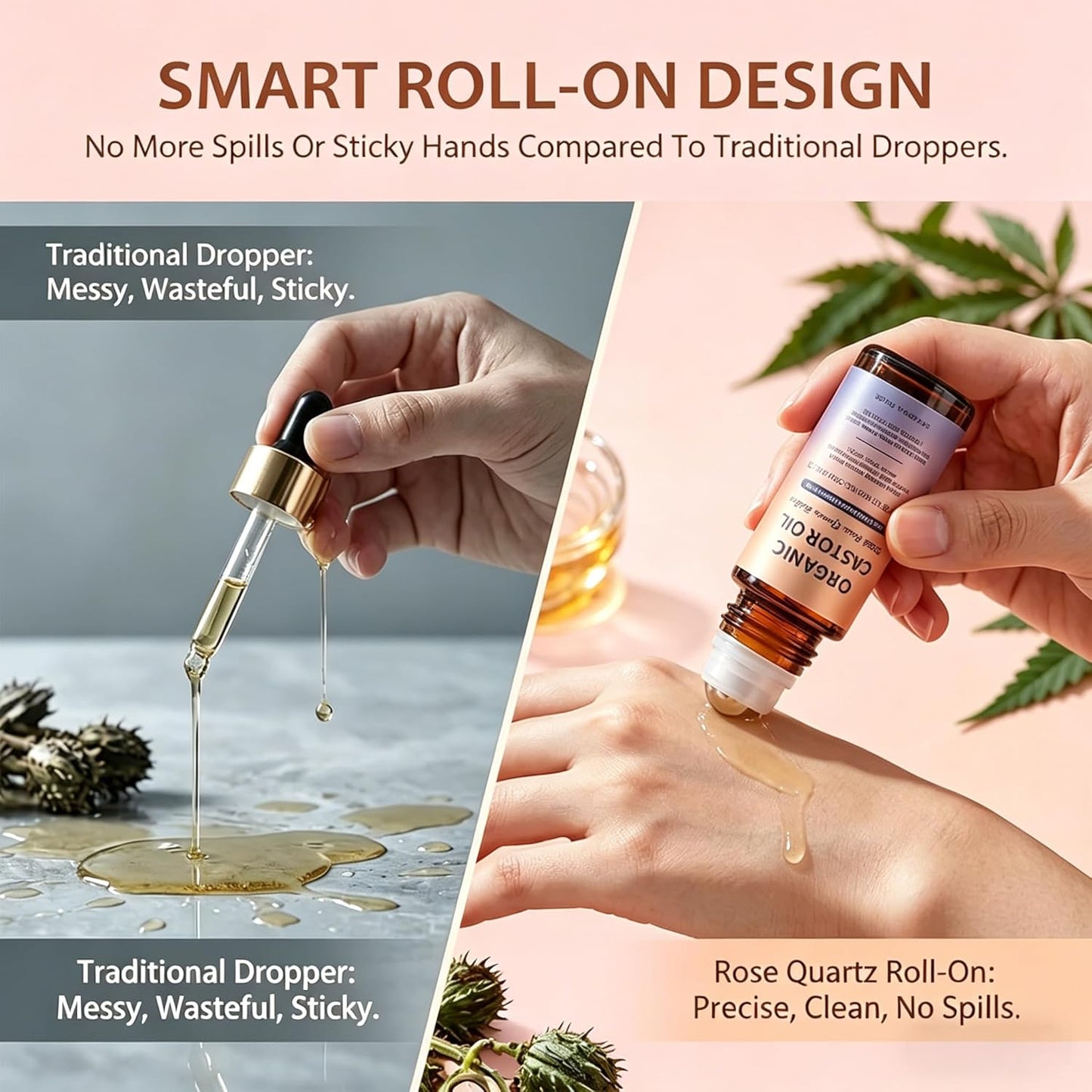 Organic Golden Castor Oil Roll-On with Rose Quartz