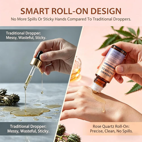 Organic Golden Castor Oil Roll-On with Rose Quartz