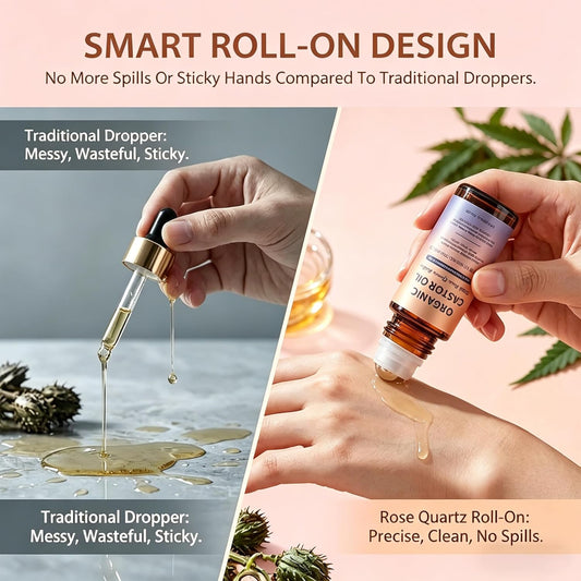 Organic Golden Castor Oil Roll-On with Rose Quartz
