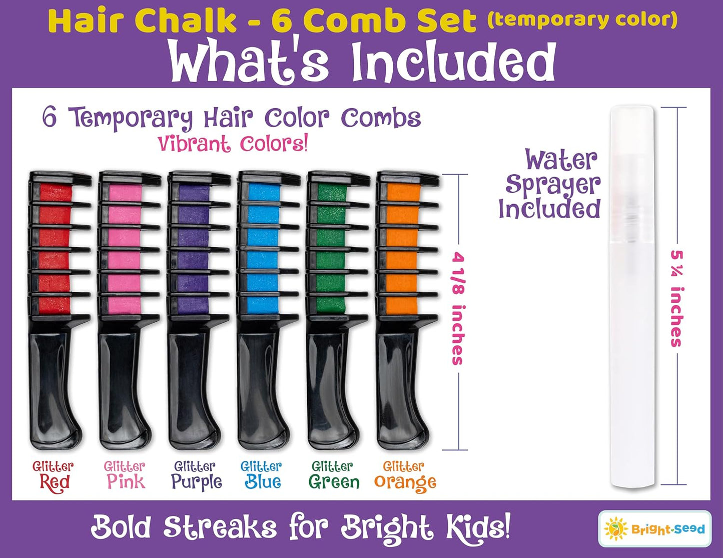 6 Colors Temporary Hair Chalk 🎨 Washable Non‑Toxic Hair Color For Kids Party