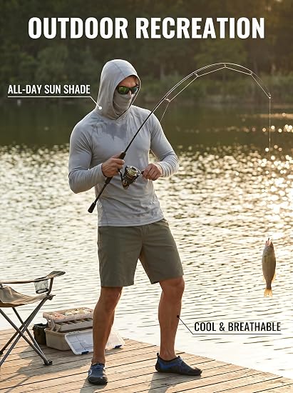 3 Pack Men's UPF 50+ Sun Protection Hoodie with Face Mask, Long Sleeve Quick Dry Fishing & Construction Work Shirts