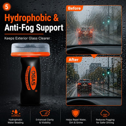 Glass Oil Film Remover for Car, 100g Car Windshield Cleaner with Sponge Applicator, Glass Emulsion Cleaner for Oil Film, Road Grime, Water Spots, Rainy Night Visibility, Exterior Auto Glass Only