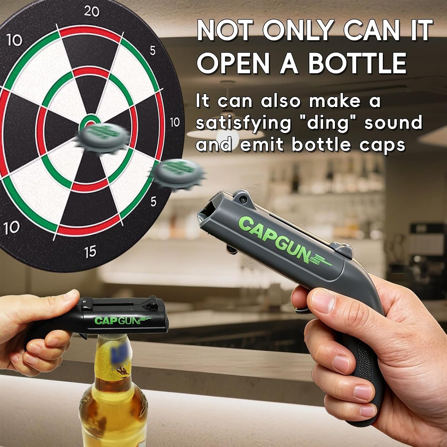 Shoot Bottle Caps! Novelty Gun‑Shape Bottle Opener For Party & Bar