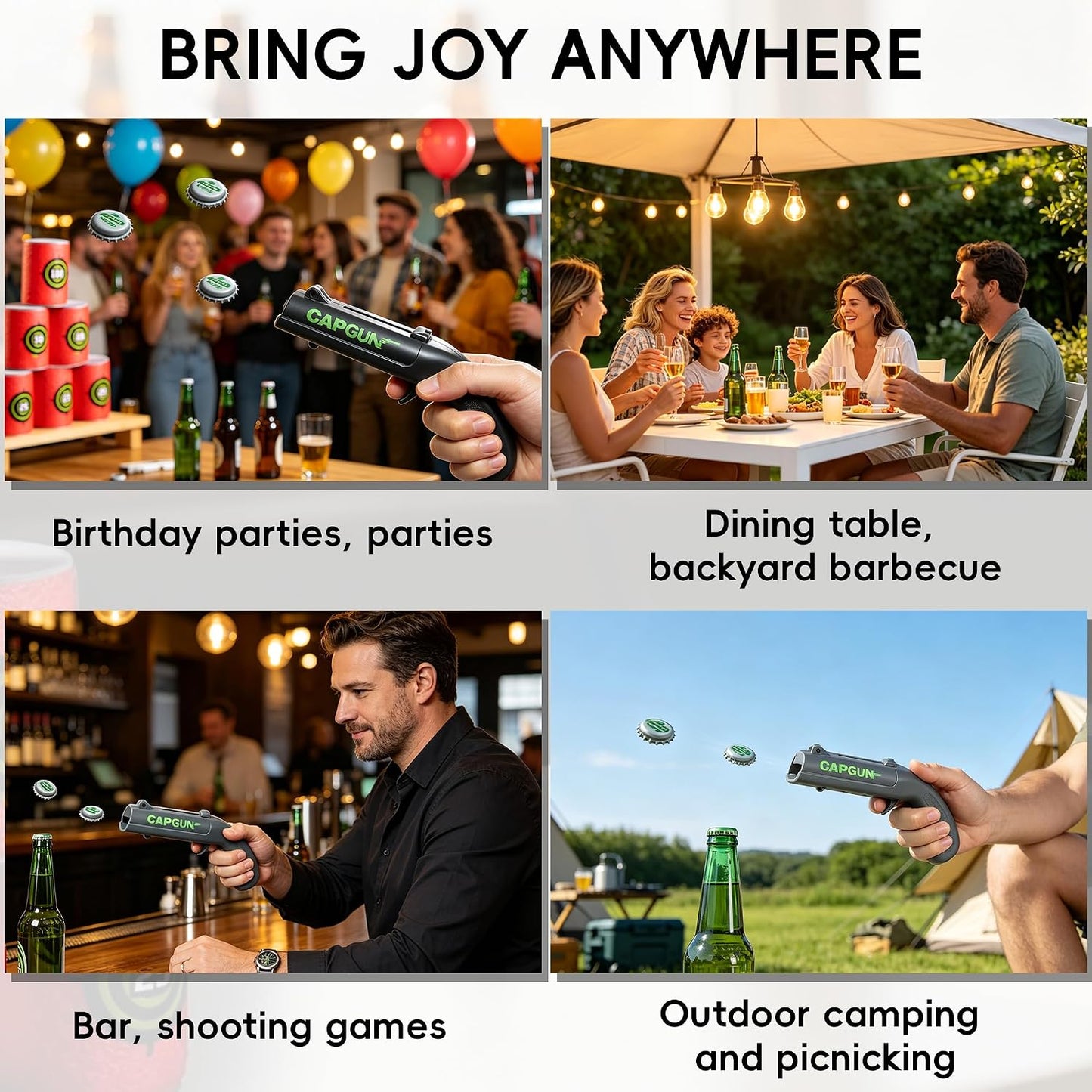 Shoot Bottle Caps! Novelty Gun‑Shape Bottle Opener For Party & Bar
