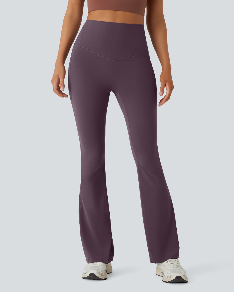 High Waisted Tummy Control Pocket Shaping Yoga Bootcut Leggings
