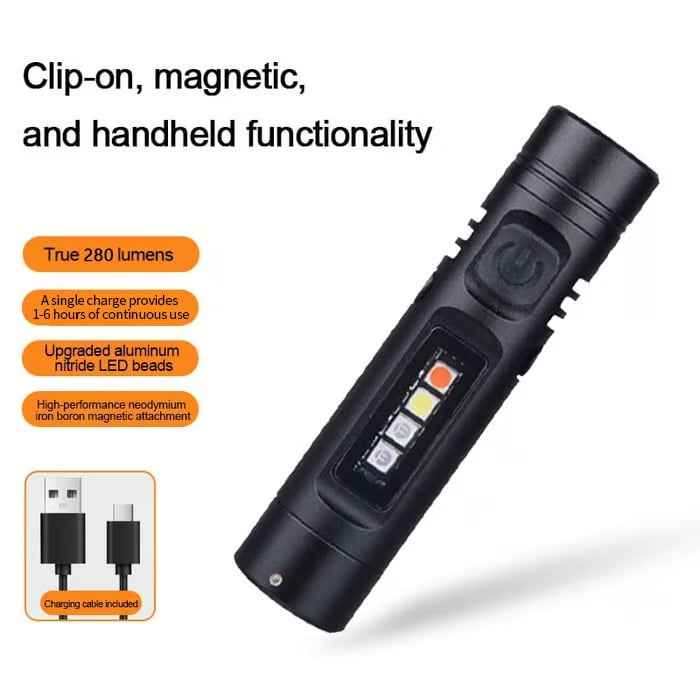 🔦Pocket Rechargeable EDC Flashlight: 500-lumen mini keychain flashlight
