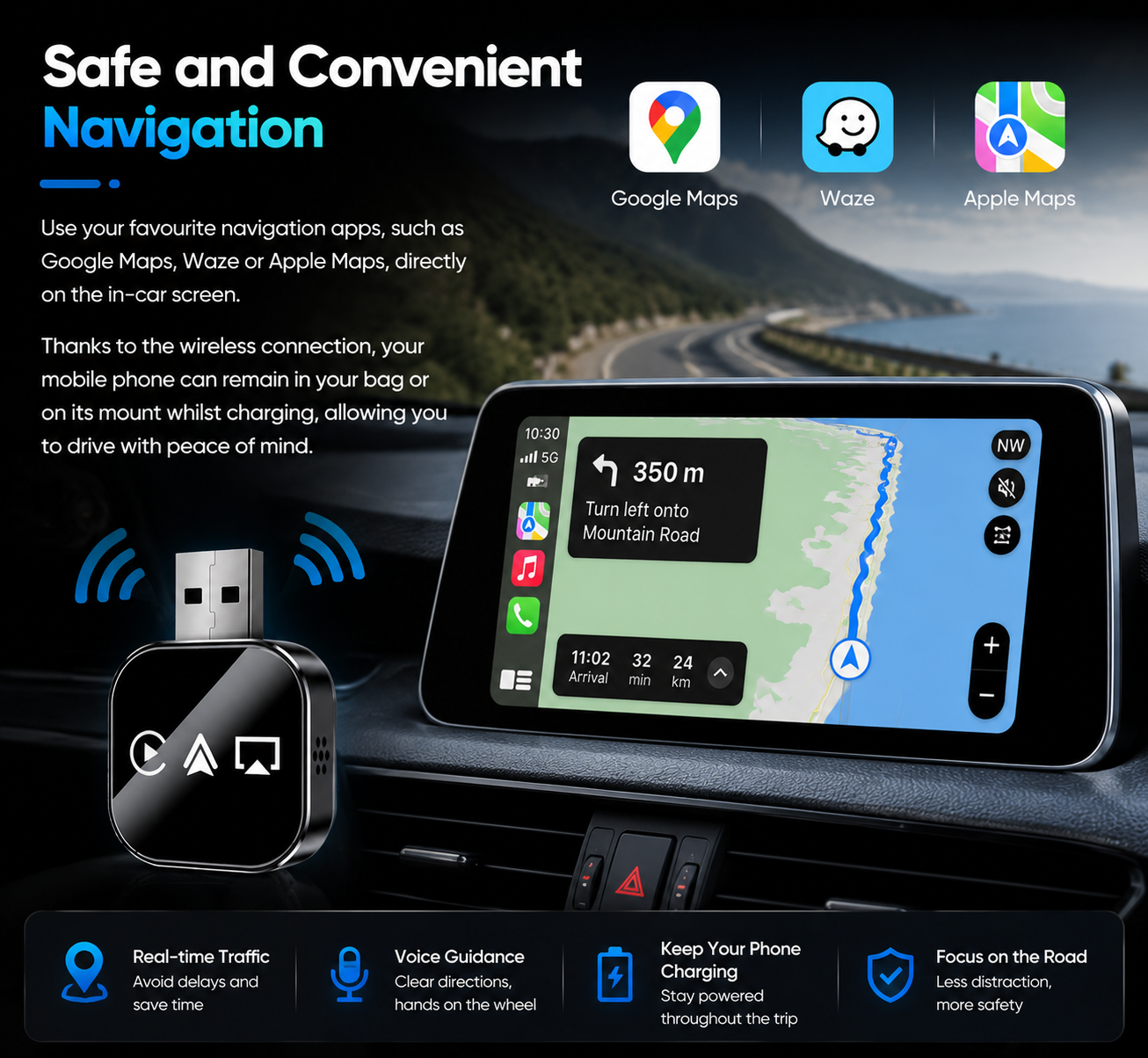 🚗📲 2026 Upgrade 3 in 1 Screen Mirror iOS Phone, wired to wireless Carplay adapter