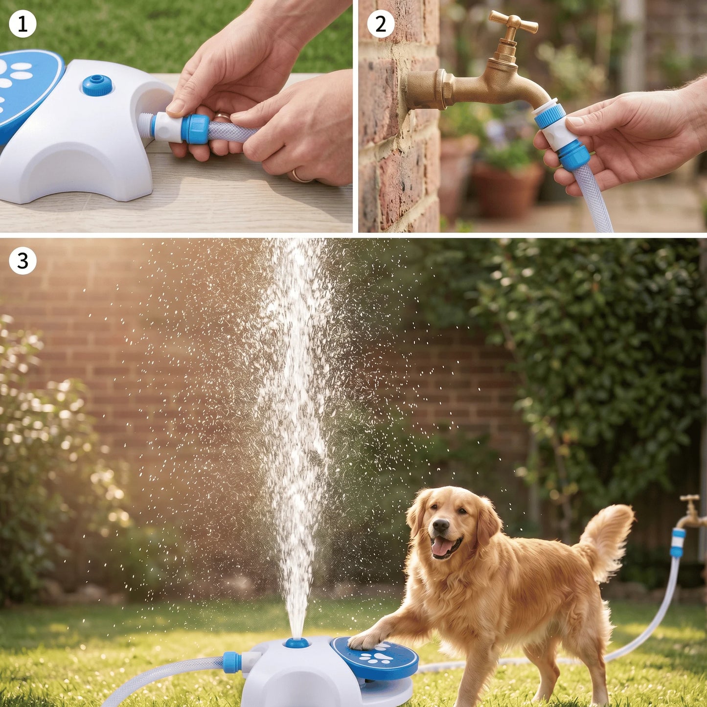 The Ultimate 2-in-1 Outdoor Dog Water Oasis: Paw-Activated Fountain & Splash Pad