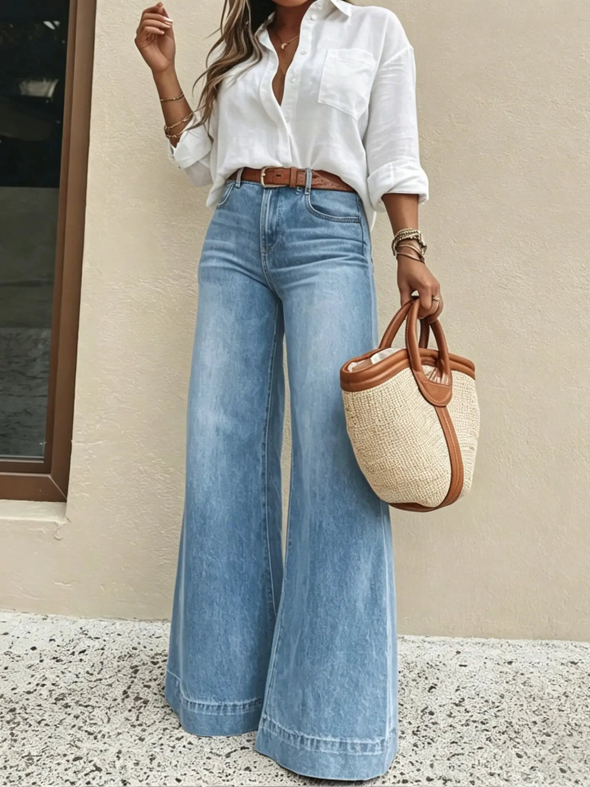 Women's High-Waist Relaxed Wide-Leg Jeans | Stretch Comfort Fit