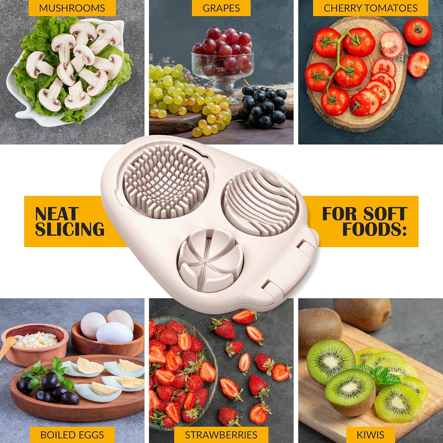 🥪3-in-1 Stainless Steel Multi-Purpose Egg Slicer & Fruit Cutter