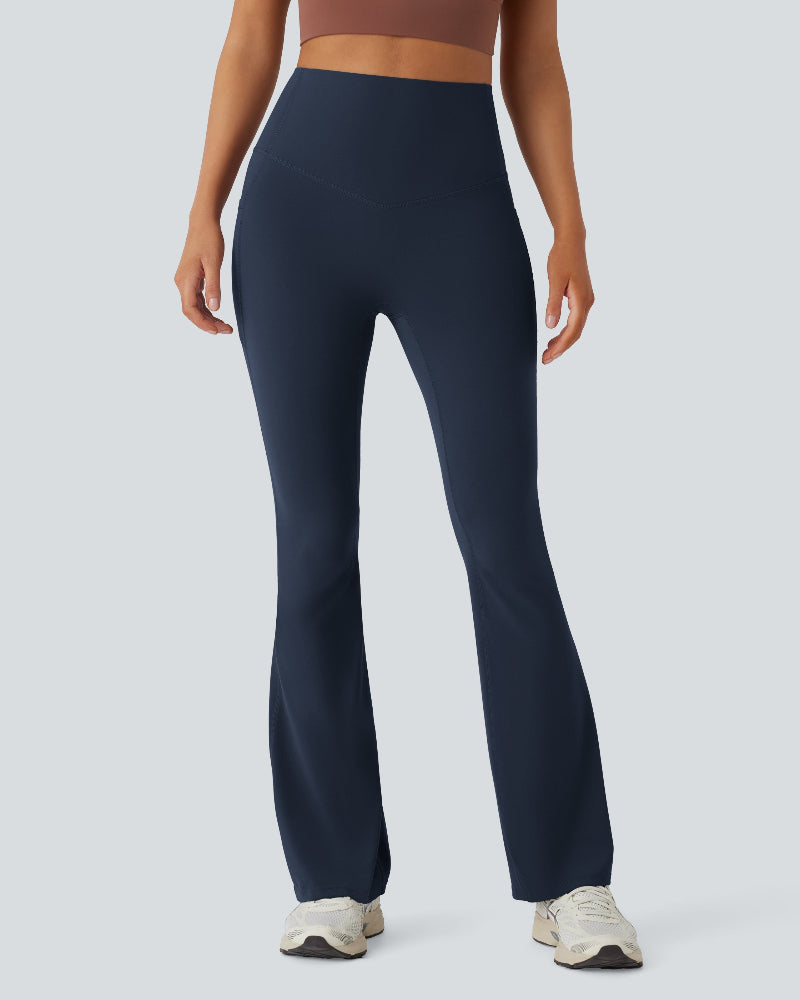 High Waisted Tummy Control Pocket Shaping Yoga Bootcut Leggings