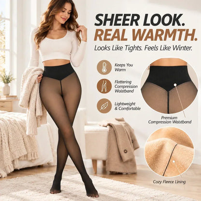 🎃2026 Halloween Special: 80% OFF!👑Sheer-Look Fleece-Lined High-Waist Tights for Winter