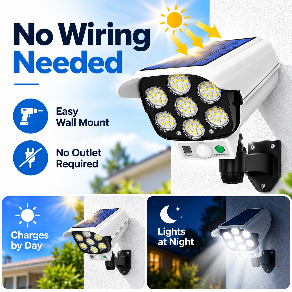 🚨 Solar Simulated Surveillance Camera Light | Motion Sensor + Remote Control + No Wiring ☀️