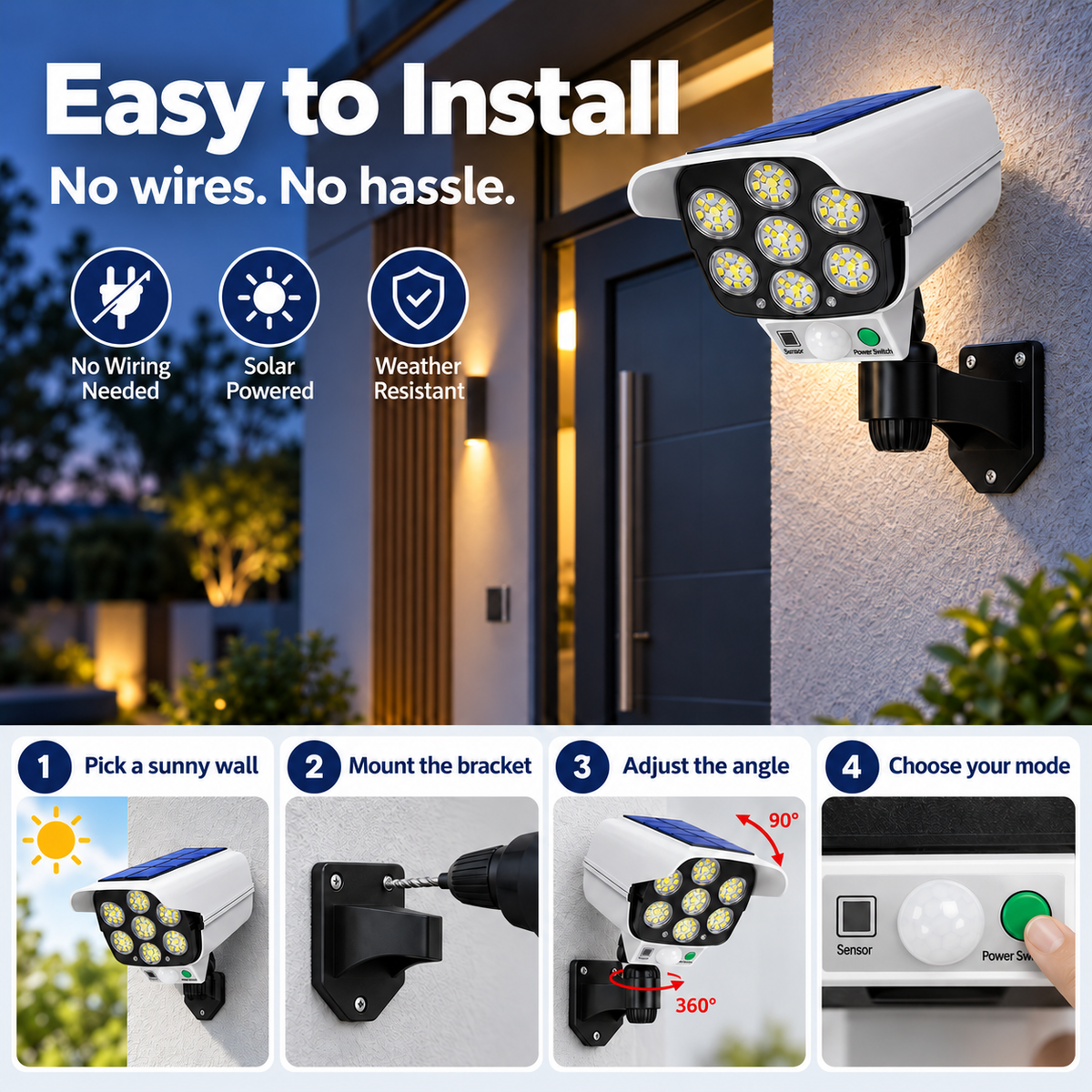 🚨 Solar Simulated Surveillance Camera Light | Motion Sensor + Remote Control + No Wiring ☀️