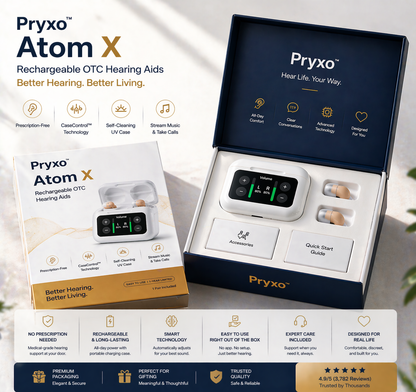 🔥 Only 1 Hours Left! 👂 Pryxo™ Atom X Smart Hearing Aids — Clearer Sound, More Comfortable Living 💖🔊