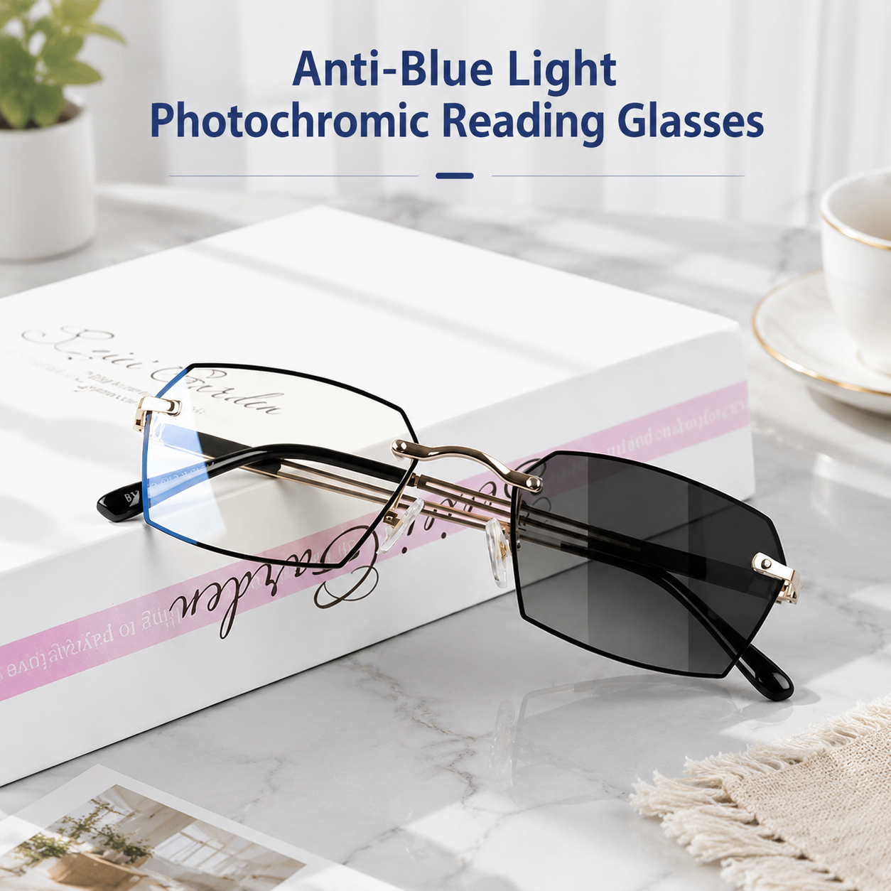 Photochromic Reading Glasses with Bluelight Blocking