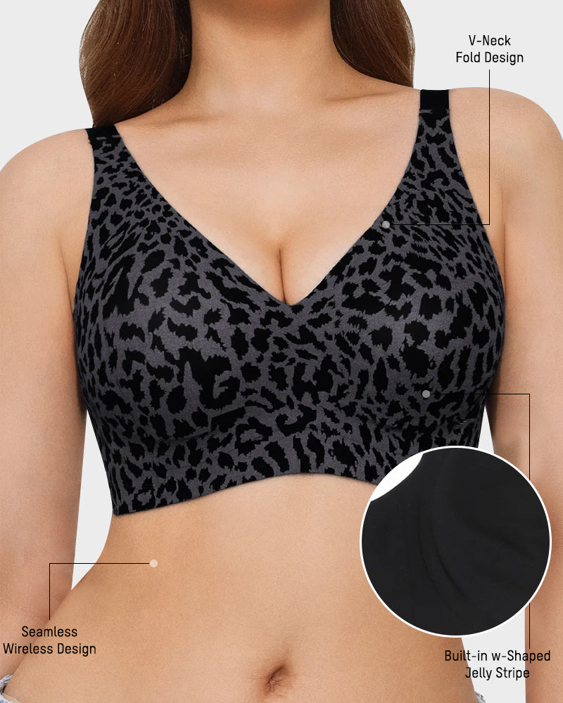 Wireless Leopard V-Neck Contour Bra