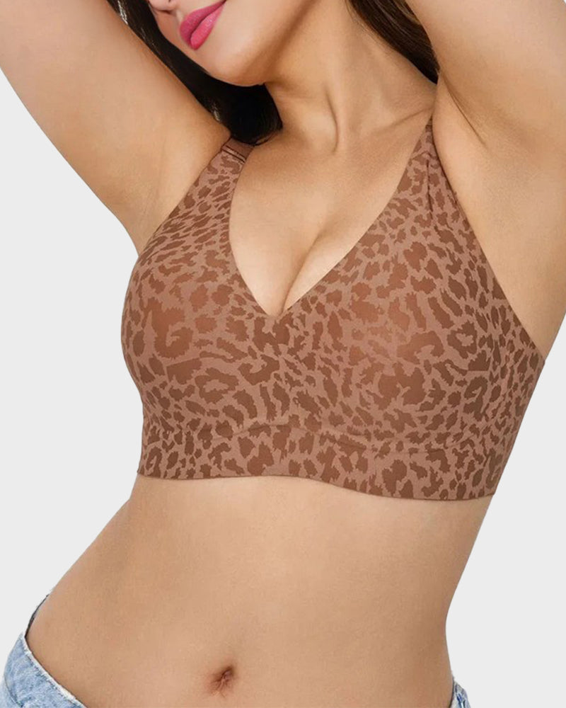 Wireless Leopard V-Neck Contour Bra
