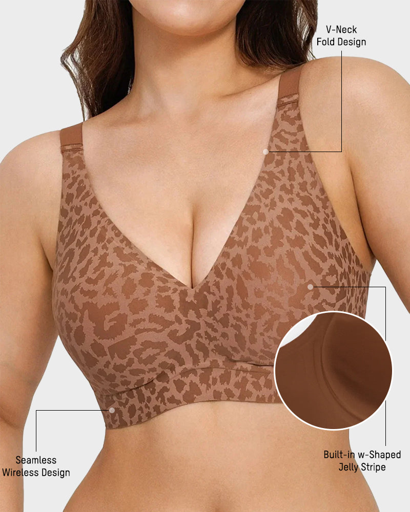 Wireless Leopard V-Neck Contour Bra