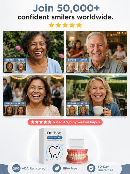 ✨Medical Grade Custom Fit Dentures Kit, Stable Natural Looking False Teeth Prosthesis For Men & Women Daily Use