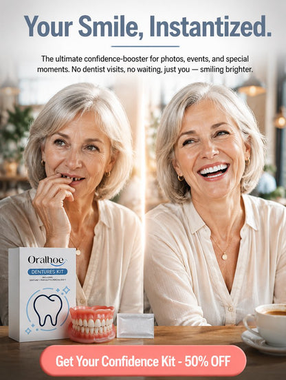 ✨Medical Grade Custom Fit Dentures Kit, Stable Natural Looking False Teeth Prosthesis For Men & Women Daily Use