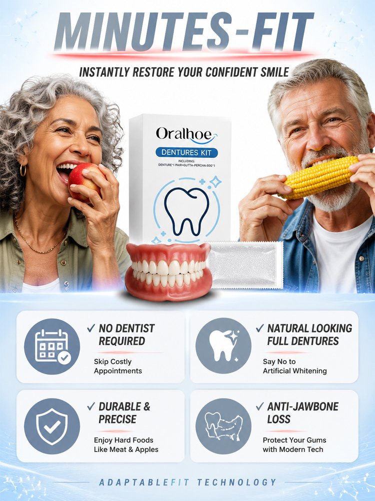 ✨Medical Grade Custom Fit Dentures Kit, Stable Natural Looking False Teeth Prosthesis For Men & Women Daily Use