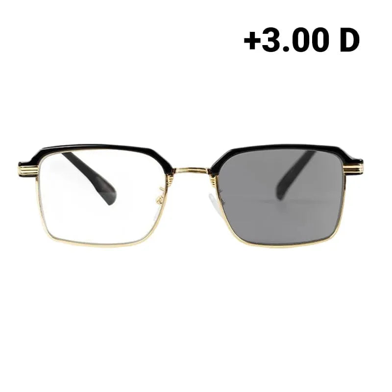 Black Gold Frame [HD Photochromic] / +3.0 diopter