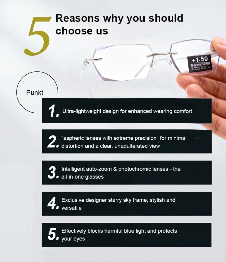 🏆【Co-Created by Designers】Gypsophila Smart Zoom and Color-Changing Reading Glasses, Auto Focus Distance Near Progressive Multi-focus HD Vision