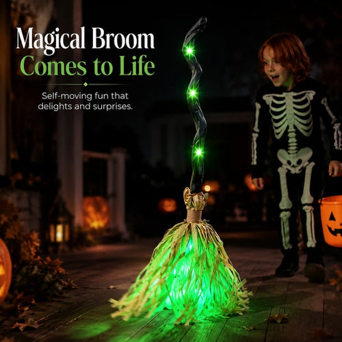 Halloween Animated Moving Witch Broom Light‑Sound‑Motion