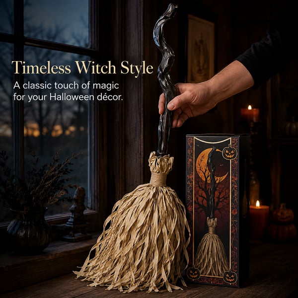 Halloween Animated Moving Witch Broom Light‑Sound‑Motion
